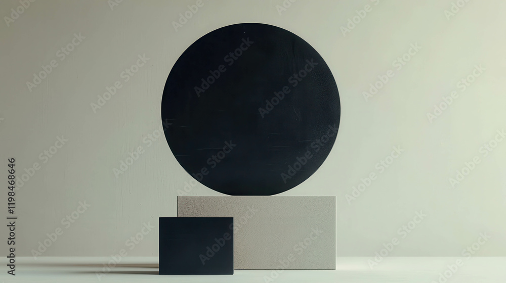 Poster modern minimalist geometric design with large circle on neutral background