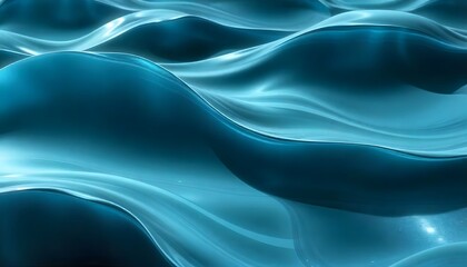 Fototapeta premium Abstract Teal Water Waves: Serene Aquatic Digital Art