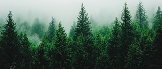 Fototapeta premium Ethereal Beauty of a Misty Forest Aerial Wilderness Photography