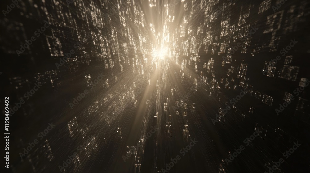 Poster digital dawn: an abstract exploration of data streams and light