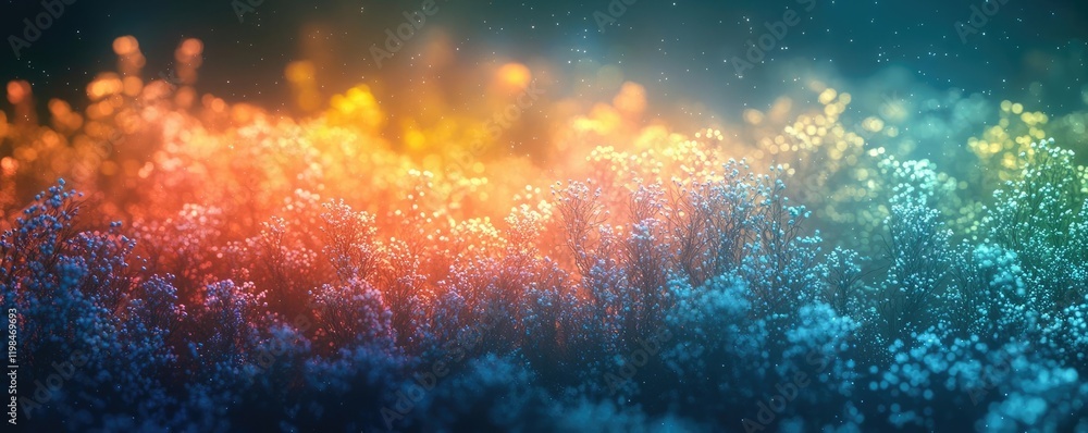 Aufkleber dust pollution concept. a vibrant scene of colorful flora illuminated by soft light, creating an eth