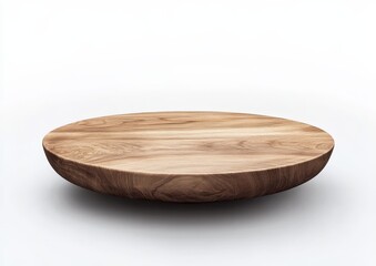 Oval wooden platform isolated on white background.