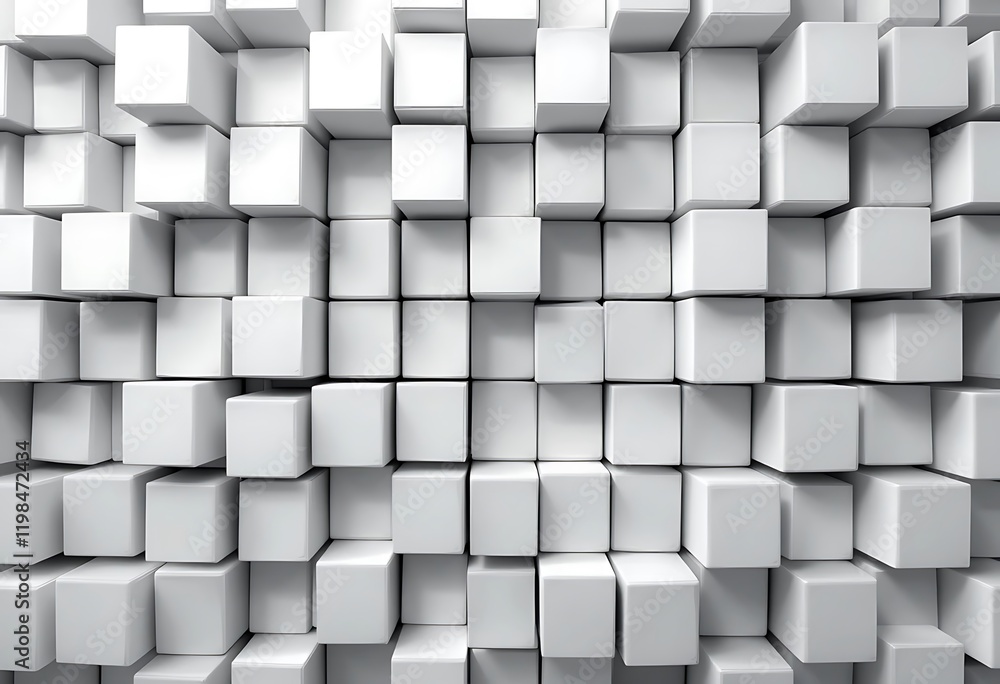 Poster abstract white cube pattern background design
