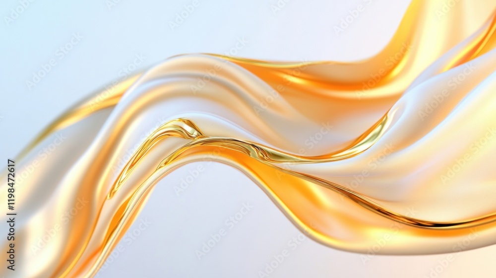 Poster soft golden waves flow gracefully, blending vibrant hues with delicate light, creating an abstract r