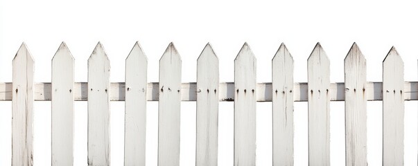 White picket fence isolated on white background. (6)