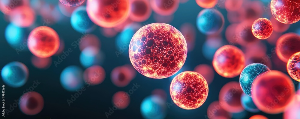 Poster dust pollution concept. abstract visualization of colorful molecules in a dynamic, energetic setting