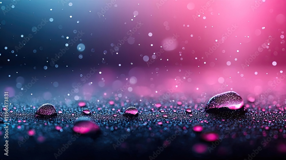 Poster dust pollution idea. abstract image of colorful water droplets on a surface with beautiful lighting 