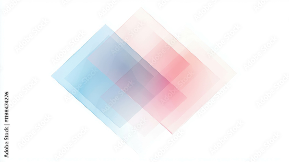 Poster simple abstract design with two overlapping translucent shapes in soft colors