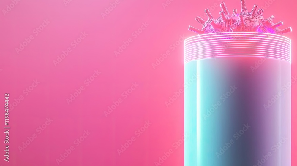Poster dust pollution idea. abstract representation of a virus in a colorful environment with modern design