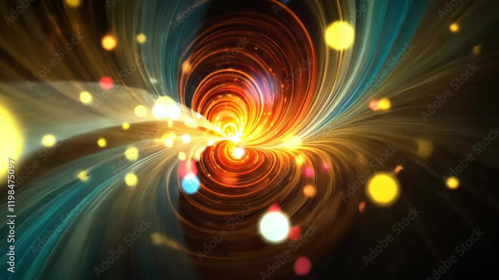 Aufkleber colorful swirling vortex with glowing light particles creating an abstract cosmic effect