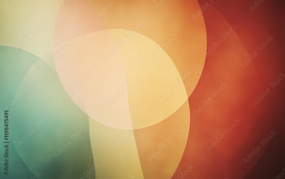 Poster retro abstract geometric pattern with textured grain and muted color overlays.