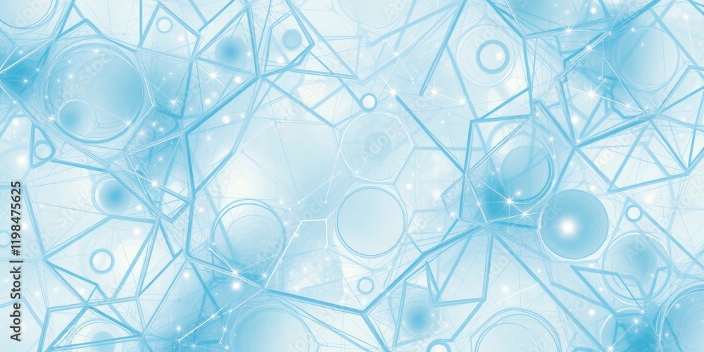 Poster abstract light blue geometric pattern with sparkling elements
