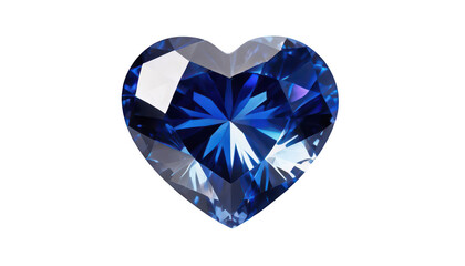 Fototapeta premium A perfectly smooth crystal heart made of sapphire-like ice, refracting radiant colors, on a white transparent background PNG