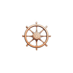 Obraz premium A simple illustration of a wooden ship wheel against a light beige textured background.