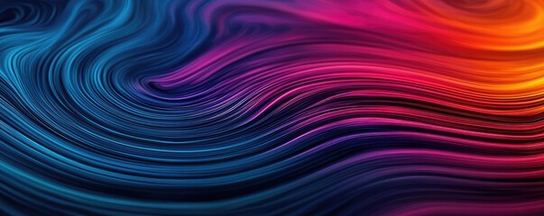 Obraz premium Dust pollution idea. Colorful abstract waves flowing in stunning gradients of blue, pink, and orange.