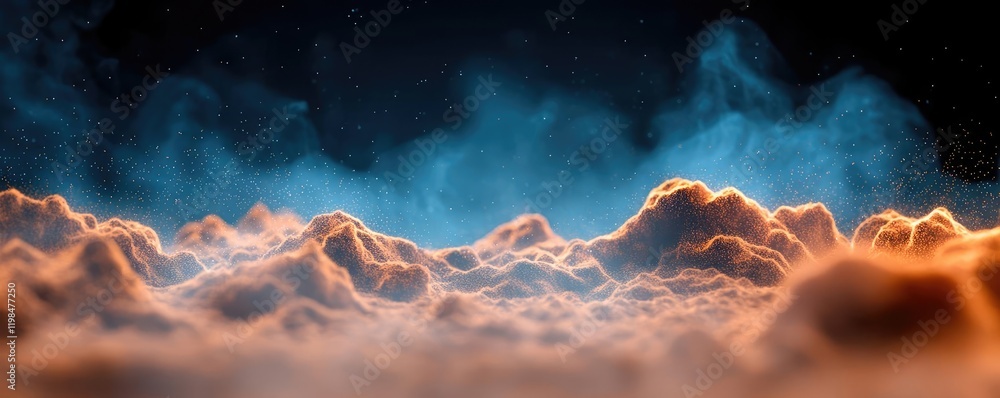 Poster dust pollution concept. beautiful abstract clouds illuminated by colors, creating a stunning atmosph