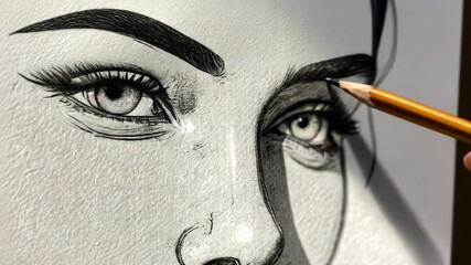 Creative pencil sketching techniques for realistic facial features in a detailed drawing