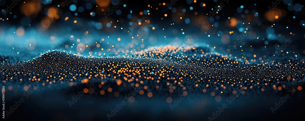 Poster dust pollution idea. abstract digital landscape with vibrant colors and shimmering particles creatin