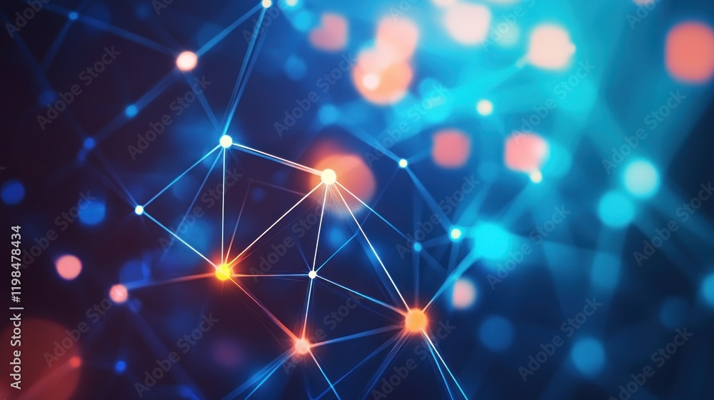 Poster abstract network with glowing points