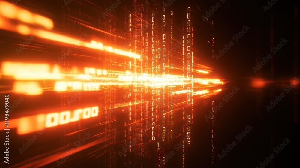 Poster abstract digital stream: binary code in motion