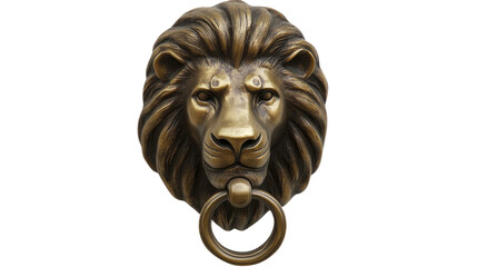 Obraz premium Lion head door knocker, isolated on transparent background