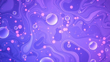 Abstract Swirling Lavender and Pink Fluid with Floating Bubbles