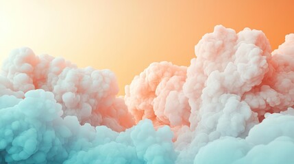 Dust pollution idea. Beautiful abstract clouds in pastel colors with a soft gradient background.