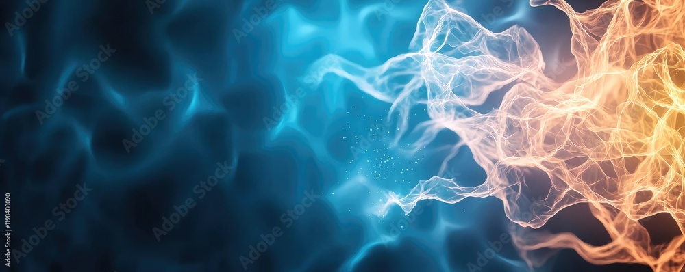 Aufkleber dust pollution concept. dynamic abstract background featuring vibrant blue and orange wave patterns.