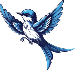 Fototapeta premium Minimalist Line Art of a Singing Bird Perched on a Branch