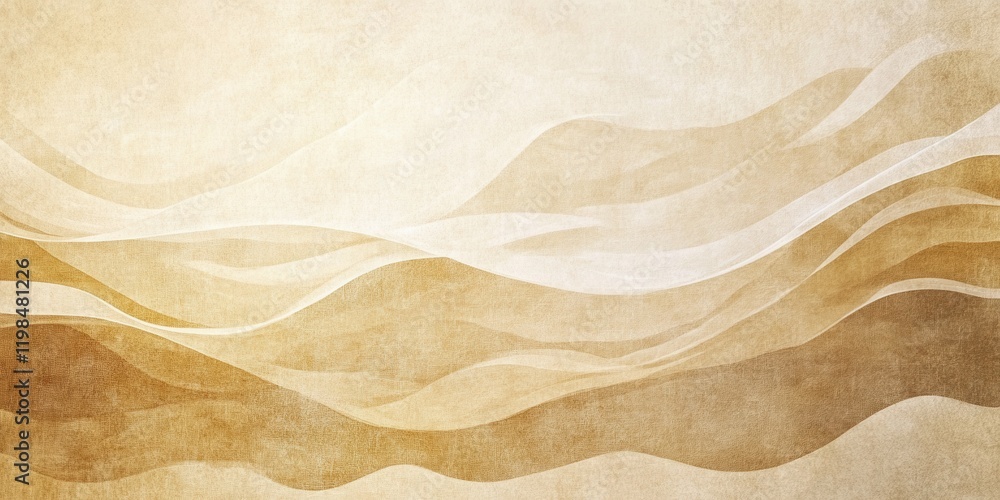Poster abstract cream and brown waves with textured paper background for design and web use