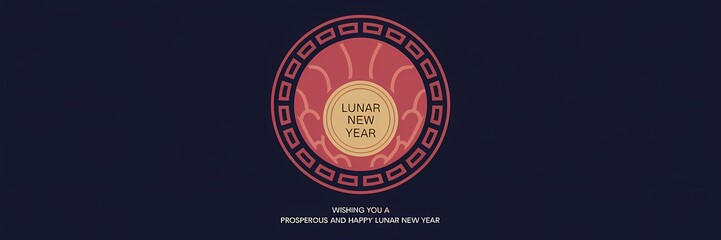 Fototapeta premium A creative minimalist Lunar New Year poster design with a dark theme. There is a large red circle with a white background, which symbolizes happiness.