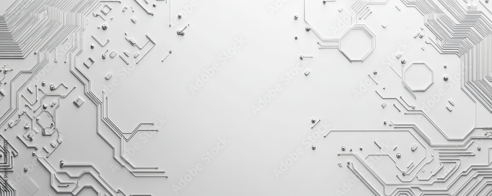Aufkleber Abstract white circuit board texture with copy space.