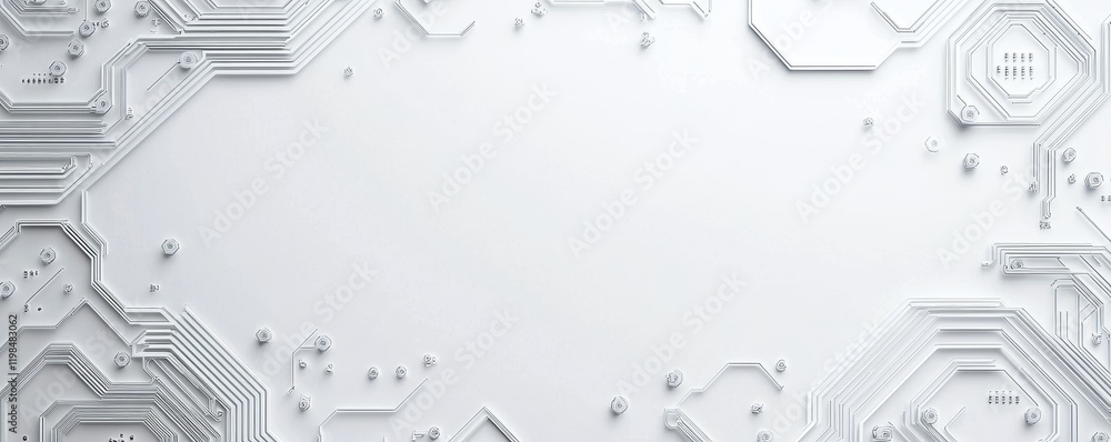 Poster abstract white circuit board frame with copy space.