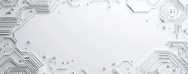 Obraz premium Abstract white circuit board frame with copy space.