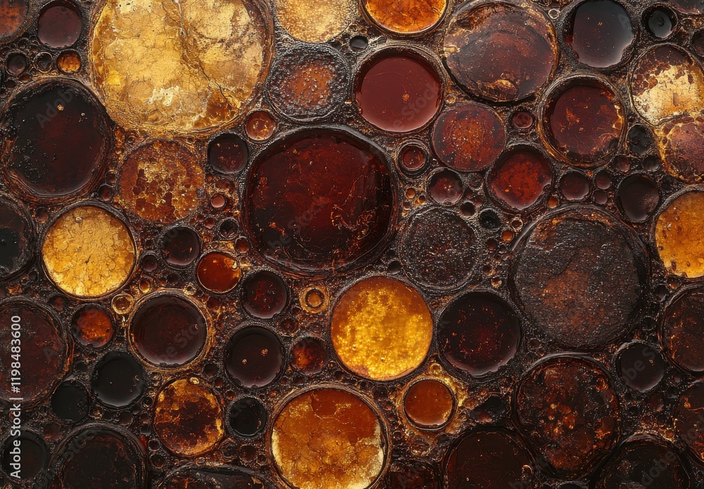 Poster textured abstract surface with circular patterns in warm earthy tones, displaying organic shapes and