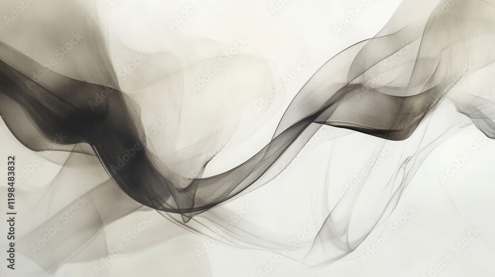 Poster abstract smoke wave fluid dynamic motion in monochrome with subtle textured gradient background