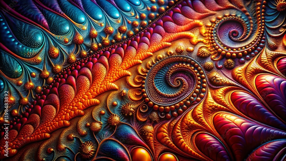 Poster Abstract Fractal Leather Texture: Embossed Pattern Background for Design