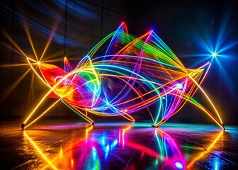 Abstract Geometric Flea Art: Long Exposure Light Trails & Shapes
