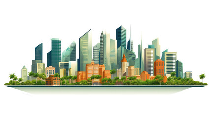 Fototapeta premium An illustration of modern city buildings isolated on a white background