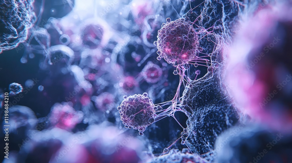 Aufkleber dust pollution idea. detailed microscopic view of cellular structures with vibrant colors and textur