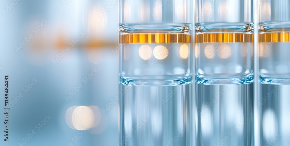 Poster Three test tubes with layered liquids in a lab setting.
