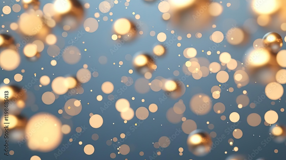Poster dust pollution concept. beautiful shimmering golden bokeh on a soft blue background creating a dream
