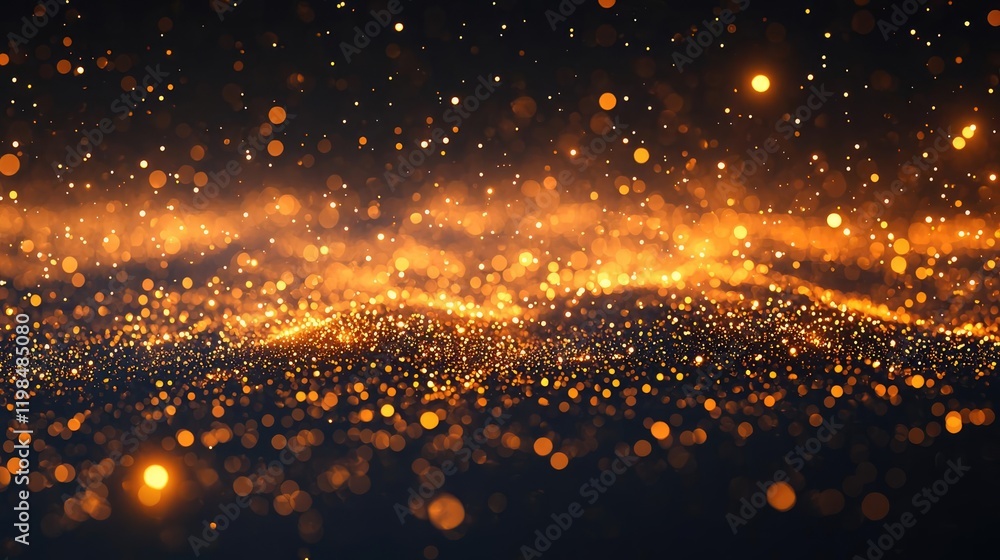 Poster dust pollution concept. a mesmerizing display of golden particles creating a magical atmosphere.