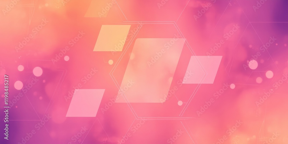 Poster abstract pink and orange geometric background with soft lighting and subtle bokeh effects