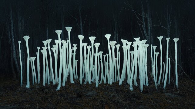 A photo of the unique Ghost Plant Monotropa uniflora, highlighting its white appearance against the forest floor.