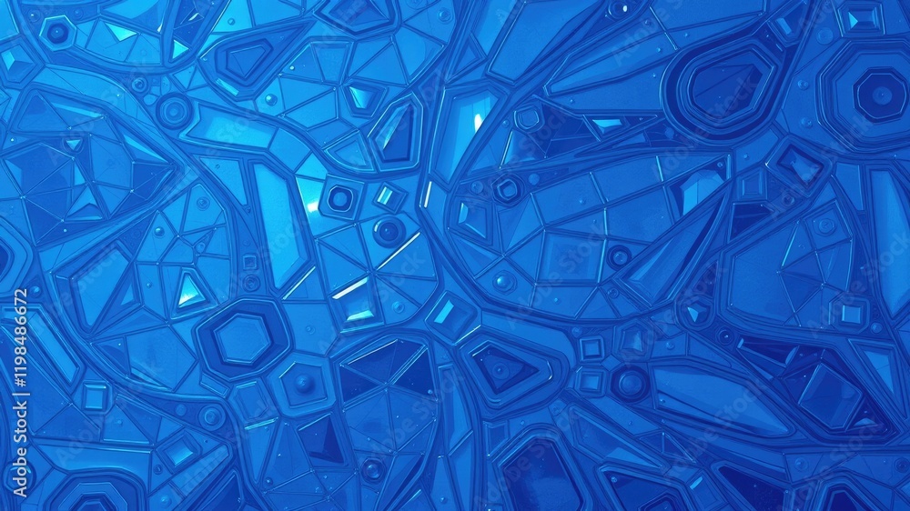 Aufkleber abstract blue geometric pattern intricate design of interlocking shapes and forms