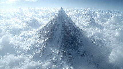 Majestic snow capped peaks rise above clouds