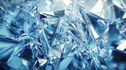 Abstract Close-up of Shattered Blue Ice Crystals