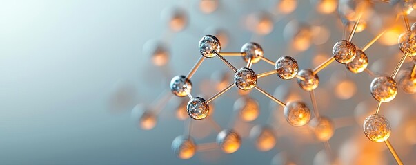 Dust pollution concept. Close-up view of a molecular structure showcasing interconnected atoms and bonds.