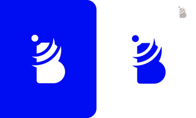 Stylized "B" with Internet Signal Icon, Bold Geometric Design, Wave Element, Modern and Energetic Logo for Tech and Innovation